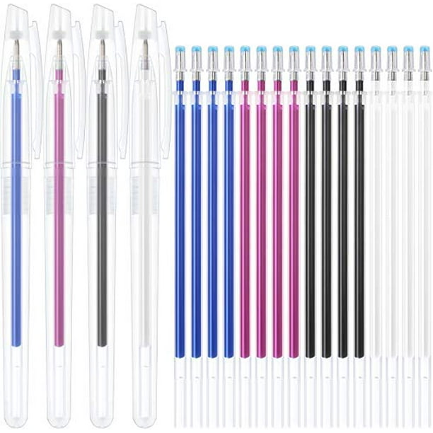 Off-White, Red, Blue, White, Black, Rose Red Refills 12 Pieces Heat Erase Pen Fabric Marking Pen Heat Erasable Fabric Marking Pen with 60 Pieces Refills for Crafts Quilting Sewing DIY Dressmaking